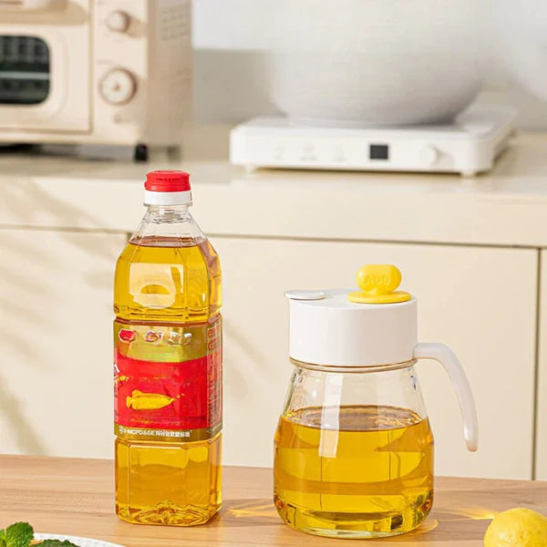 TIDLUX Premium Automatic Flip Lid Glass Oil Dispenser Bottle – 900ml - Tidlux
