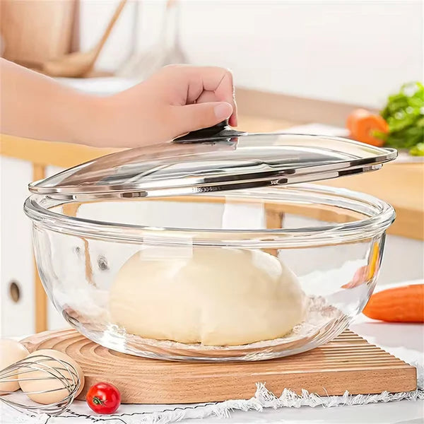 TIDLUX Large Capacity Heat-Resistant Borosilicate Glass Mixing Bowl with Lid | 6000ml - Tidlux