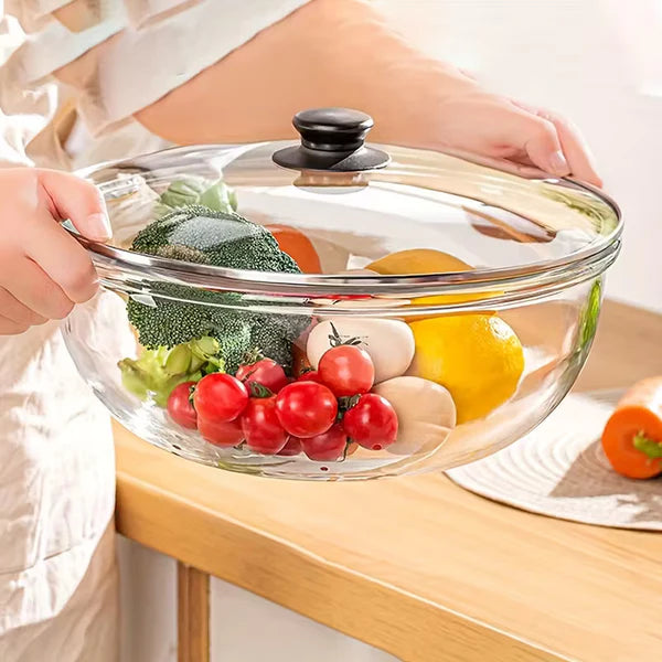 TIDLUX Large Capacity Heat-Resistant Borosilicate Glass Mixing Bowl with Lid | 6000ml - Tidlux