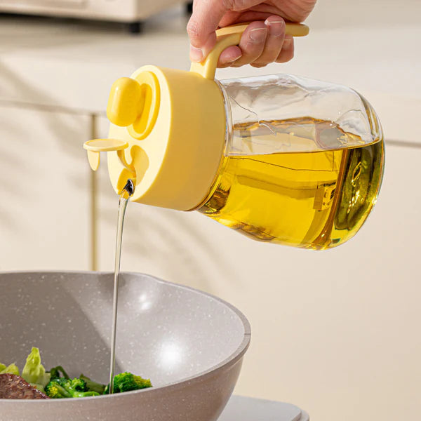 TIDLUX Premium Automatic Flip Lid Glass Oil Dispenser Bottle – 900ml - Tidlux