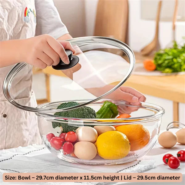 TIDLUX Large Capacity Heat-Resistant Borosilicate Glass Mixing Bowl with Lid | 6000ml - Tidlux