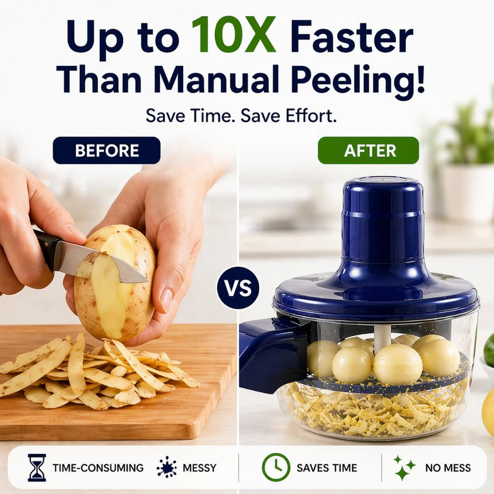 TIDLUX AutoPeel™ Smart Electric Fruit & Garlic Peeler Pro | 5-Blade Rechargeable Peeling System - Tidlux