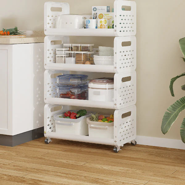 TIDLUX Space Saving Utility Storage Rack with Wheels and Ventilated Shelves 4 Layer - Tidlux