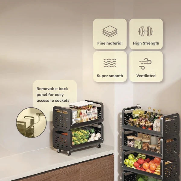 TIDLUX Space Saving Utility Storage Rack with Wheels and Ventilated Shelves 4 Layer - Tidlux