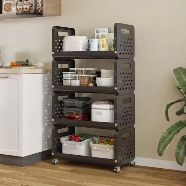 TIDLUX Space Saving Utility Storage Rack with Wheels and Ventilated Shelves 4 Layer - Tidlux