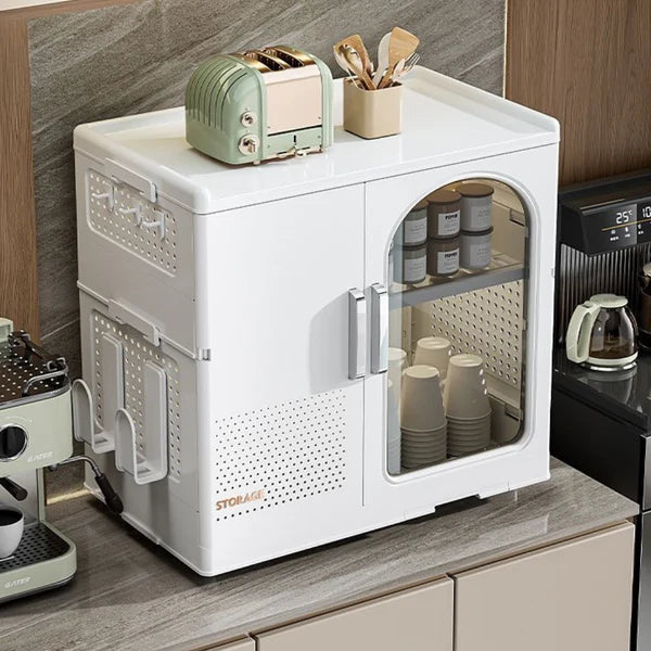 TIDLUX Magnetic Double Door Storage Cabinet | Foldable Multi-Purpose Kitchen & Home Organizer - Tidlux