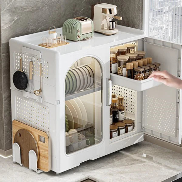 TIDLUX Magnetic Double Door Storage Cabinet | Foldable Multi-Purpose Kitchen & Home Organizer - Tidlux