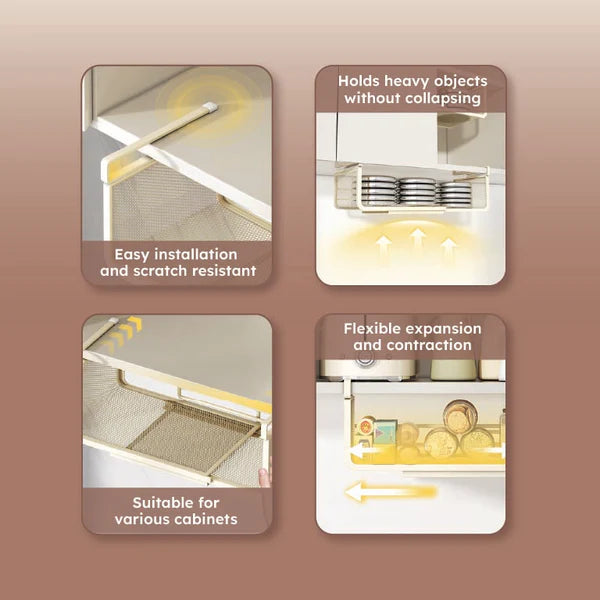 TIDLUX Expandable Under Cabinet Storage Shelf Organizer for Kitchen & Bathroom - Tidlux