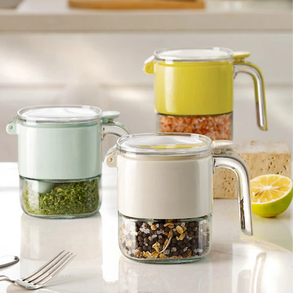 TIDLUX One-Hand Operated Glass Spice Jar with Flip Cap | 400ml - Tidlux
