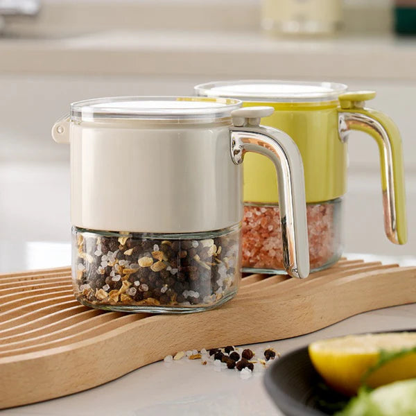 TIDLUX One-Hand Operated Glass Spice Jar with Flip Cap | 400ml - Tidlux