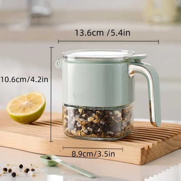 TIDLUX One-Hand Operated Glass Spice Jar with Flip Cap | 400ml - Tidlux
